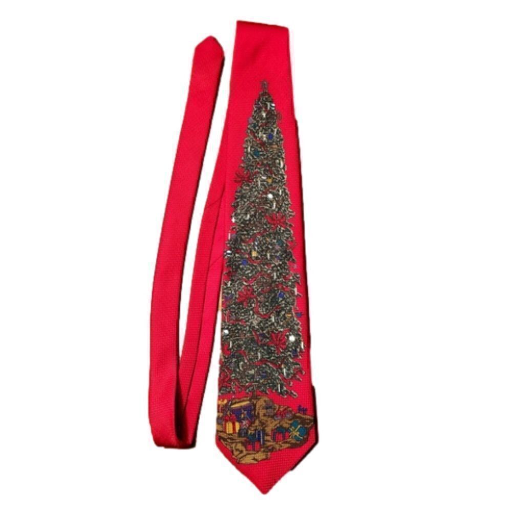 90’s Vintage Christmas Tree Necktie in Red/Green